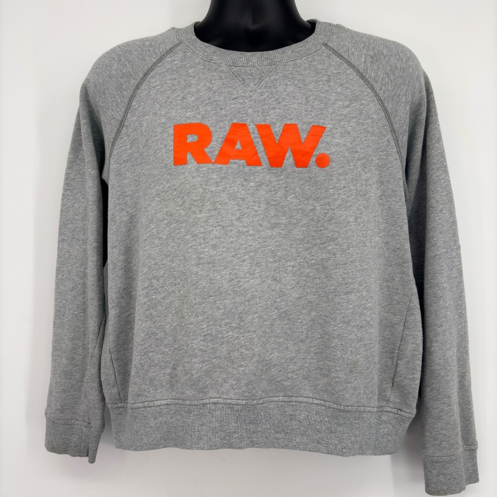 G-Star RAW FLEMSTER Cropped Sweatshirt Mens XL Gray Crewneck Pullover Streetwear